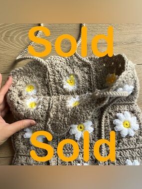 NEW Handmade Crochet Minimalist x Cottage Core Quilted Flower Tote Bag
